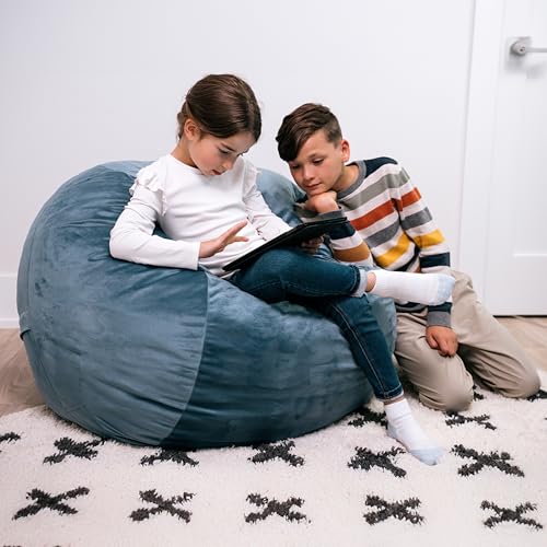 Image of Big Joe Fuf 3.5Ft Foam Bean Bag Chair for Kids, Teens, Slate Blue Plush Soft Polyester, 3.5 Foot Large Ultra-Soft Seat for Gaming, Bedroom, Reading Nook | Premium Shredded Foam Filled, Plush, Safe for Kids Ages 3 and Up, Supports Up to 200 lbs