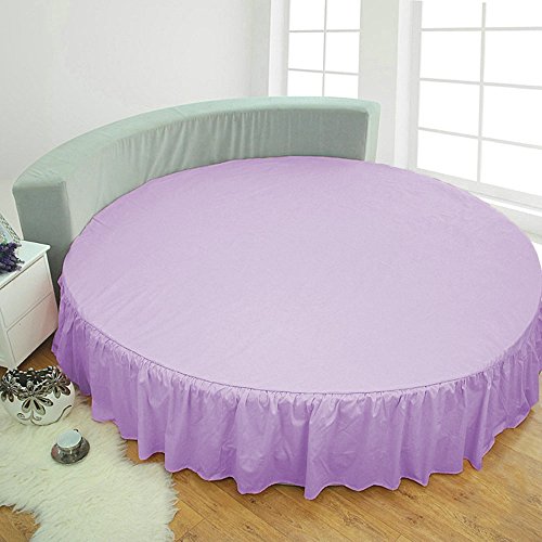 Falda de cama redonda de algodón egipcio lavanda de 203 cm 2