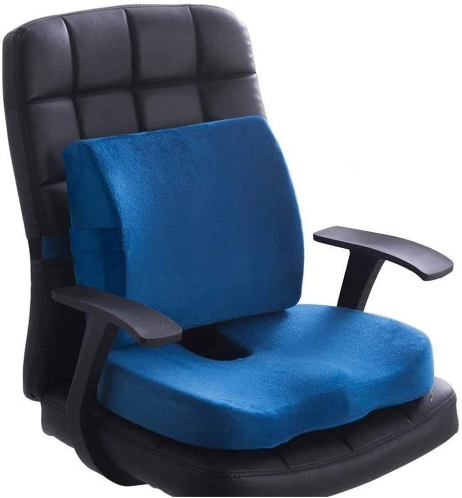 ELITE EDITION Combo of memory foam orthopedic Lumbar Back Pain Rest & Coccyx seat cushion, Ergonomic, Lower Back and Coccyx Support, Premium Washable Covers, Ideal for Office Chairs and Car Seat A1