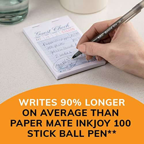 Bic Round Stic Xtra Life Ballpoint Pens, Medium Point (1.0mm), Black, 60-Count Pack, Flexible Round Barrel For Writing Comfort (GSM609-BLK)