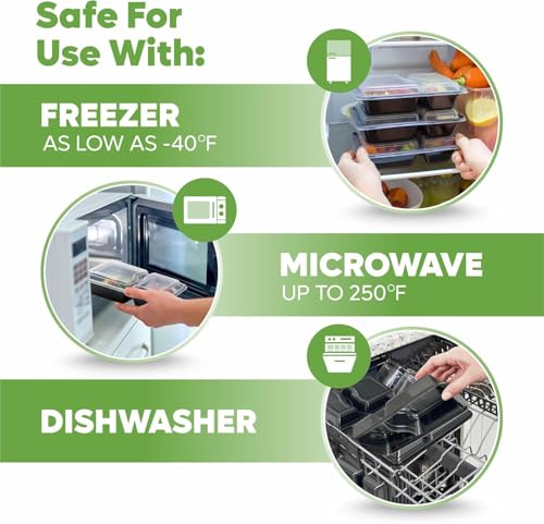 Image of Krum 2-Compartment Plastic Plate | Durable Reusable Meal Tray with Sections | Microwave Safe Food Serving Plate for Office, Home, Restaurants, Canteens & Food Delivery (Pack of 50)