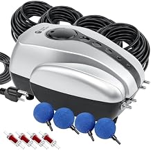 AquaMiracle Koi Pond Aerator for Pond up to 1000 & 2000 Gallons, All-in-One Pond Air Pump Aeration Kit with Air Stones Airline Tubing Check Valves