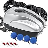 AquaMiracle All-in-One Koi Pond Aerator for Pond up to 2000 Gallons, Pond Air Pump Aeration Kit with 4 Outlets Air Stones Airline Tubing Check Valves