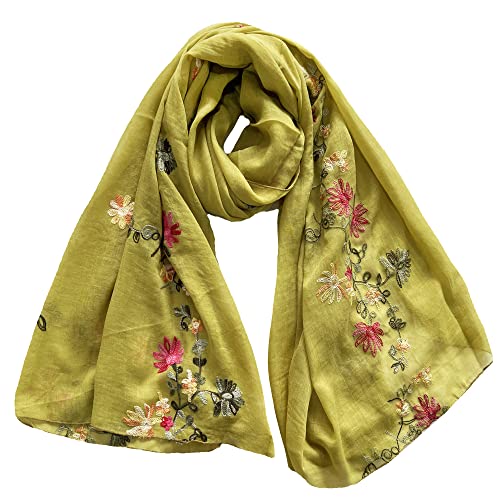 Lina & Lily Embroidered Floral Women's Scarf Shawl Lightweight