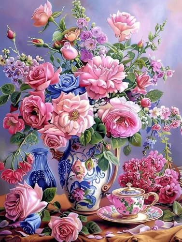 Broderie diamant kit complet fleurs pour vos loisirs créatifs adultes et décoration murale salon