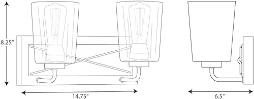 Vista 43 de Progress Lighting Briarwood Collection - Lámpara de tocador de baño de cristal transparente con 3 luces, grafito, color negro