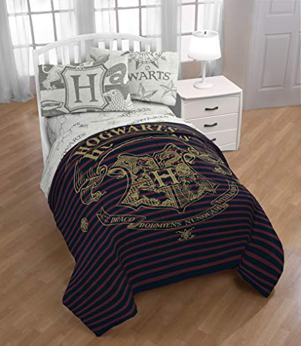 Image of Jay Franco Harry Potter Spellbound 5 Piece Full Bed Set - Includes Reversible Comforter & Sheet Set - Bedding Features Hogwarts Logo - Super Soft Polyester (Official Harry Potter Product)