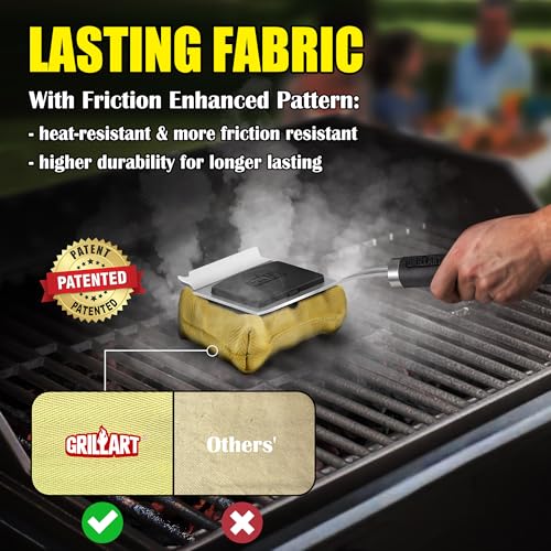 GRILLART Grill Brush for Outdoor Grill Bristle Free - Reinforced Grill Cleaner Scraper BBQ Brush - Replaceable Head Barbecue Grill Cleaning Brush - Safe BBQ Accessories Grill Tools - Gifts for Men/Dad
