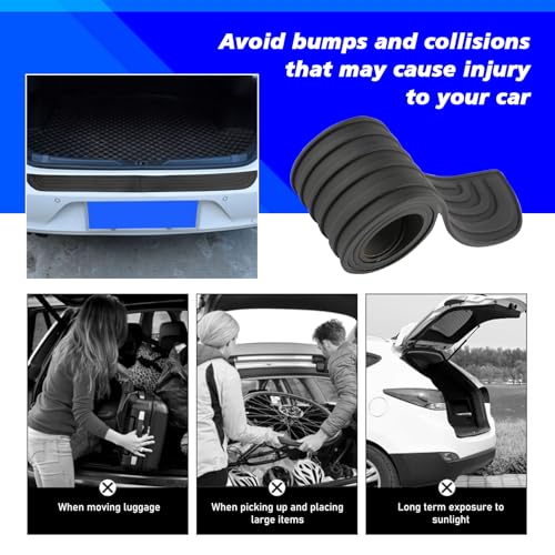 Image of Car Rear Bumper Protector, 35inch x3.15inch Rear Bumper Protector, Car Rear Bumper Edge Guards, Trunk Anti-Collision Sticker, Rubber Anti-Scratch Automotive Exterior Accessories (Black)