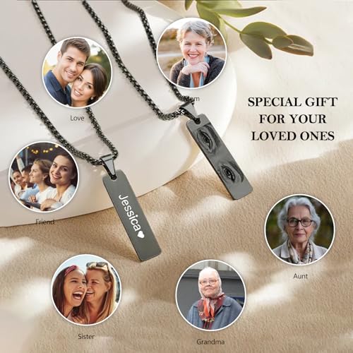 Custom Eye Necklace, Personalized Picture Necklace for Men & Women, Memorial, Eye, or Text Pendant in Silver, Gold, or Black - Unique Gift for Loved Ones2