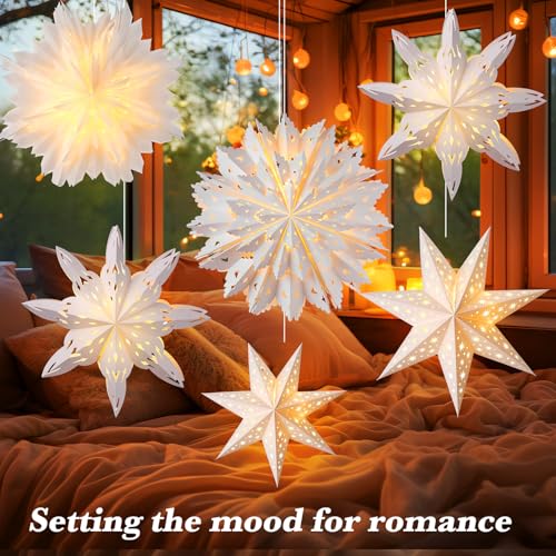 Image of Watersay 6 Pack Snowflake Christmas Paper Lantern with Lights
