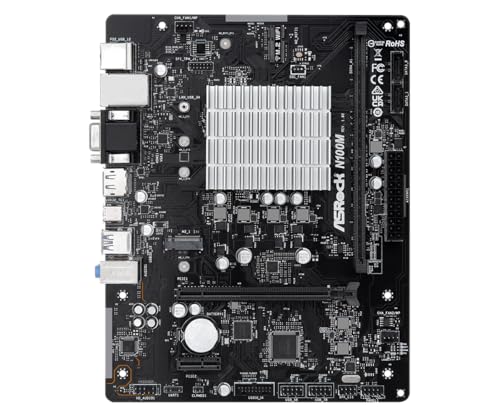 Image of ASRock N100M Micro-ATX Motherboard, Intel Quad-Core N100 Processor (up to 3.4 GHz), DDR4, PCIe 3.0, USB 3.2 Gen2 Type-C, Gigabit LAN