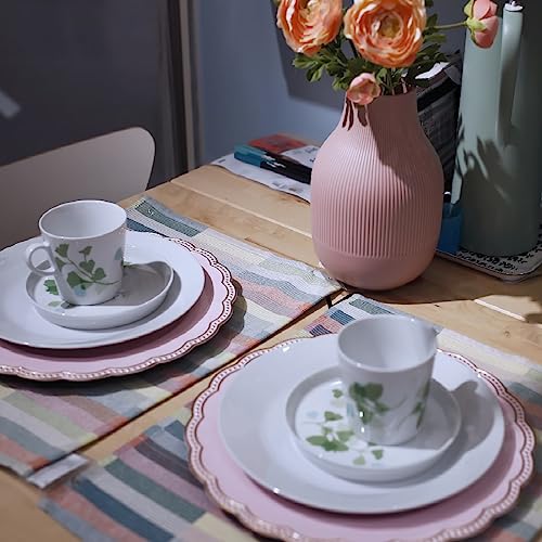 Umisriro Pink Round Charger Plates,13 Inch Metallic Chargers For Dinner Plates, Gold Bead Rim Plastic Chargers For Dining, Wedding, Party, Shower. 6 Pack Decorative Holiday Tabletop Decor #TOP2