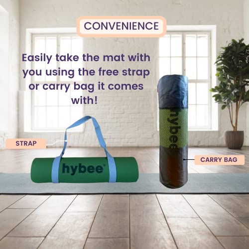 Hybee 1/4 Inch Thick Tpe Yoga Mat, Non-Slip Eco-Friendly Double Color Durable Fitness Exercise Workout Mat With Matching Carrying Strap & Carry Bag - Suitable For Home Workouts, Exercise, Pilates, Yoga, Gym, Outdoor Activities (Green) #TOP3