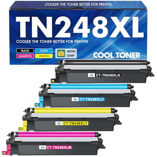 TN248 TN248XL TN-248XL MFC-L3740CDWE Toner: Compatible for Brother DCP-L3560CDW MFC-L3760CDW TN-248 HL-L3240CDW TN 248XL 248 TN-248CMYK HL-L3220CWE MFC-L3740CDW MFC-L8390CDW DCP-L3520CDWE Cartridge