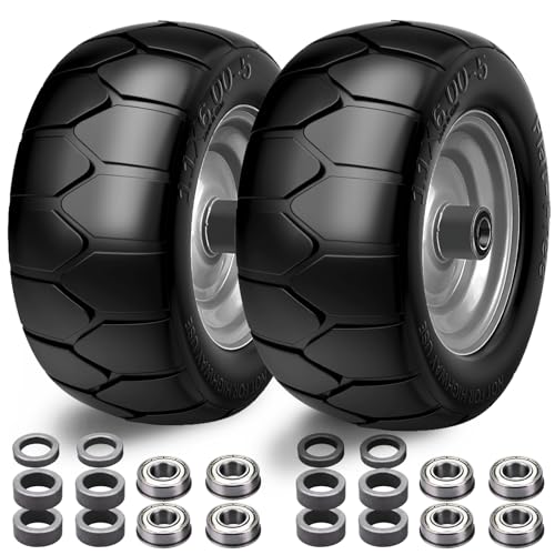 Upgrade 11x6.00-5 Flat Free Tires,2 PCS Solid Zero Turn