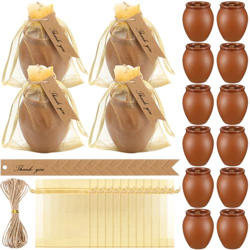 Honeydak 12 Set Cielito Lindo Party Decorations Mexican Themed Baby Shower Candle Favors Terracotta Tealight Candles Set Mexican Talavera Wedding Party Candles for Guests