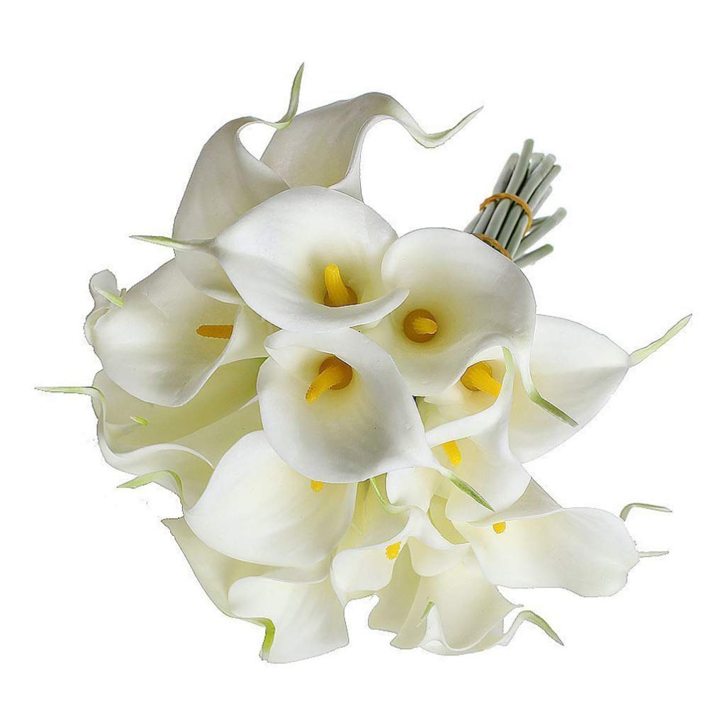 Abaodam Künstliche Calla Lilien Weiß aus PU 10 Stück für Hochzeit