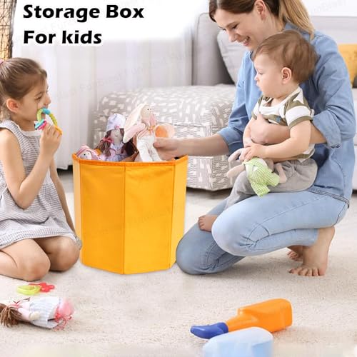 Image of FunBlast Cardboard Multi-Functional Folding Storage Ottoman Box Organizer Cum Stool with Seat Cushion, Storage Boxes for Toys for Kids, Storage Boxes for Clothes and Other Items for Home (Orange)