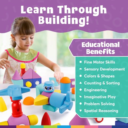 Image of Blockaroo Magnetic Foam Building Blocks 40-Piece Set with Storage Chest