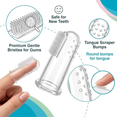 Image of Mom's Lap Ultra Soft Finger Brush for Babies, 100% Food Grade Silicone, BPA Free, with Portable Case, 2 Pcs