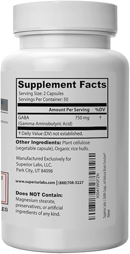 Miniatura 3 de Superior Labs Suplemento GABA de 750 mg | Mejora del estado de ánimo de máxima fuerza | Alivio natural de la tensión nerviosa simple, promueve el