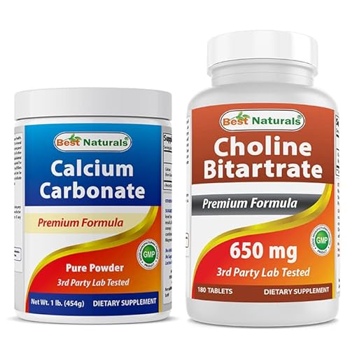 Calcium Carbonate Powder 1 Pound & Choline Bitartrate 650 Mg #TOP30