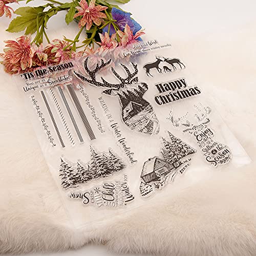 Arbuya Tis The Season Christmas Winter Wonderland Elk Deer Trees Clear Stamps For Card Making Decoration And Diy Scrapbooking #TOP4