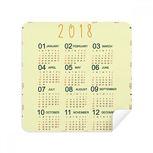 Chiffon en suède pour lunettes et écran Motif calendrier 2018 Essuie-tout cartoon Lot de 2
