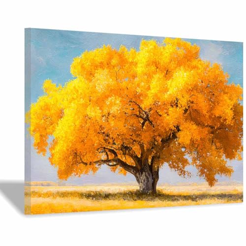 Impression sur toile arbre doré WUFIEA affiche murale premium