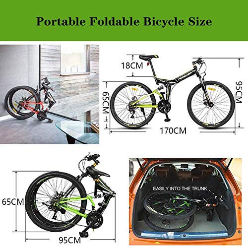 J.W. Faltbares Mountainbike 26 Zoll, 21-Gang-Stahlrahmen Dual-Scheibenbremse-Faltrad, 8 Sekunden Schnelles Fold-MTB-Fahrrad Für City-Radfahren,B – Bild 3