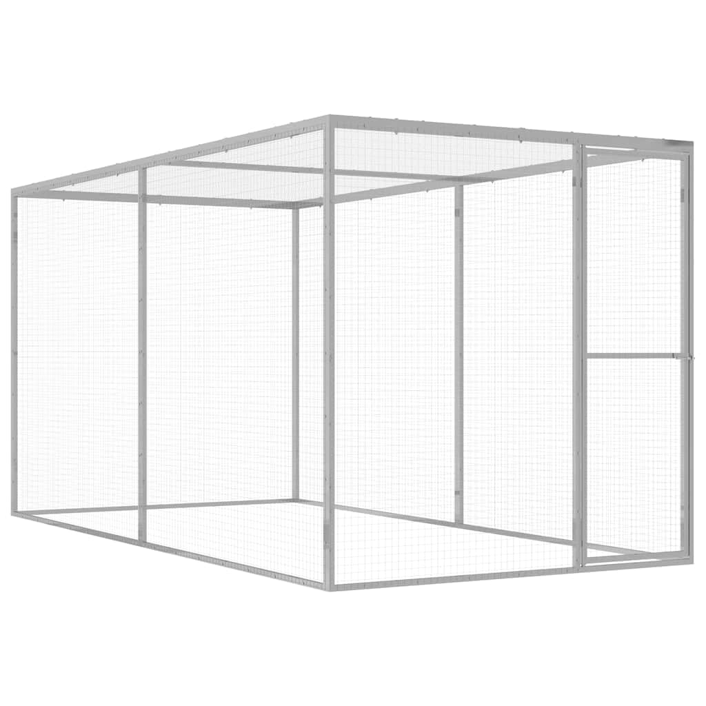 Katzenkäfig aus verzinktem Stahl 3x1,5x1,5 m mit Riegelverschluss, Drahtgittergehege für Kaninchen, Meerschweinchen und Kleintiere, Außen- und Innenbereich, sicherer Auslauf und Unterschlupf