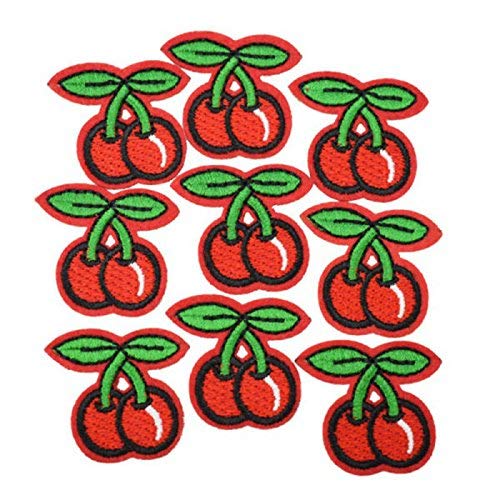 Parches de cereza para conjunto de parches de bordado para jeans Chaquetas Sombrero DIY Decoración Coser en Parches 10 unids portátil y útil diseño duradero