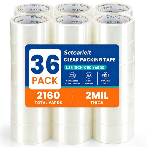 Image of 36 Rolls Bulk Clear Heavy Duty Shipping Packing Tape for Packaging Supplies