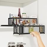 HOUSE AGAIN 2 Tier Pull Out&Down Cabinet Organizer, Drop Down Spice Rack Shelf Easy Reach for Upper Kitchen Cabinet, Slide Out Storage Basket Drawer with Handle for Pantry/Cupboard/Office, 2 Fix Mode