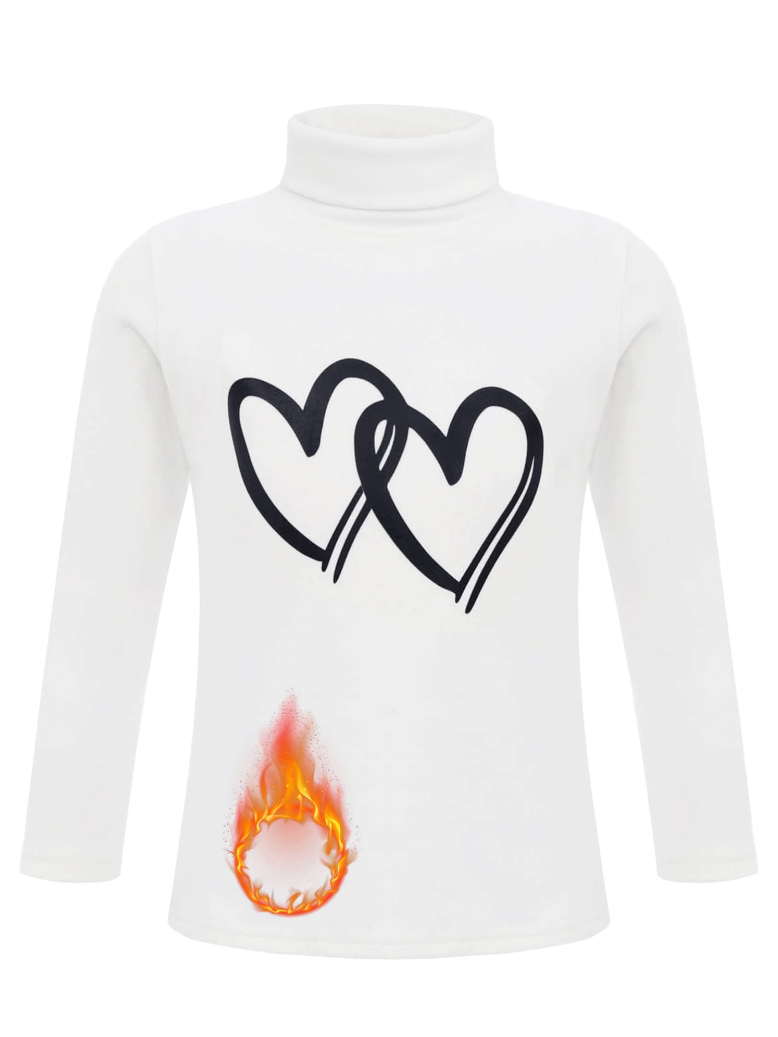 Jugaoge Haut Thermique Enfant Fille Col Roulé Manches Longues sous-vêtement Thermique Imprimé Vêtement Base Layer Hiver