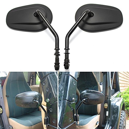 Rich Choices Black Shake-proof Off-Road Teardrop Adventure Mirrors Door Hinge Mirror For Wrangler JK CJ YJ TJ (Black)