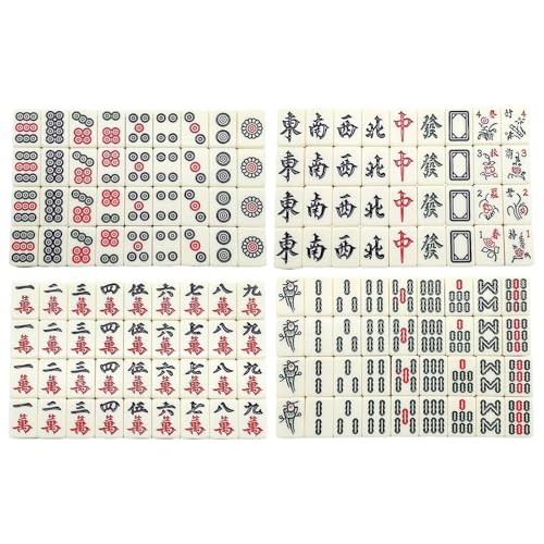 Jeu de Mahjong 144 pièces avec planches de rangement pour débutants