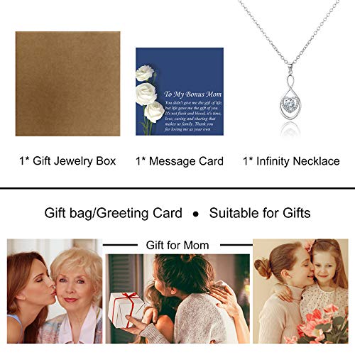 Vanjewnol Gifts For Mom, Bonus Mom Necklace From Daughter/Son, Infinity Heart Necklaces For Women, Mothersday Gift For Stepmom/Mother In Law N01D #TOP5