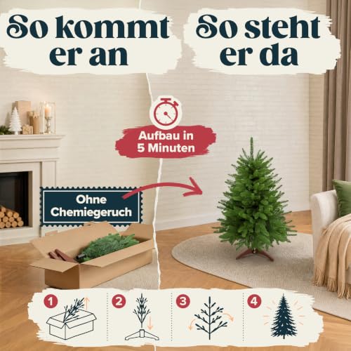Weihnachtsbaum künstlich 90cm 100% PE Spitzen – TESTSIEGER – Naturgetreu, dichte Zweige… – Ansicht 5