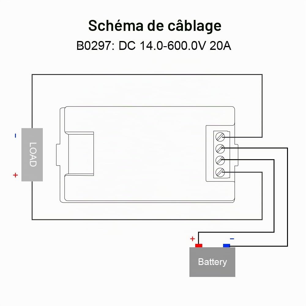 KETOTEK Numérique Voltmètre Ampèremètre DC 14-600V 20A Multimètre Amp Volt Testeur de Tension Mètre LCD Watt Metre Electrique Compteur d'énergie pour Solaire Moteur Auto