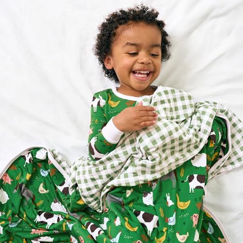 Image of Little Sleepies Cloud Blanket, 50 inch x 50 inch, Large, Green Farm Animals