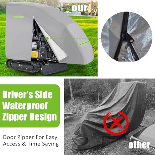 Image of Mini Excavator Cover 420D Waterproof Zippered Excavators Cover for Bobcat Kubota John Deere Takeuchi Yanmar Excavator Protection Cover with Zipper & Reflective Strip for 800-1600kg(Silver)