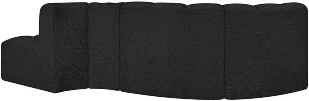 BOWERY HILL Contemporary Modular Sectional, 104" W x 37" D x 30" H, Black Boucle Fabric with Deep Channel Tufting, Versatile Living Room Seating, Modern Design for Customizable Configurations