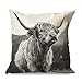 Produktbild HoodBA Kissenbezüge, grauer Highland-Yak-Rinder-Kuh-Druck, Kissenbezug weich für Party, weiß, 45 x 45 cm