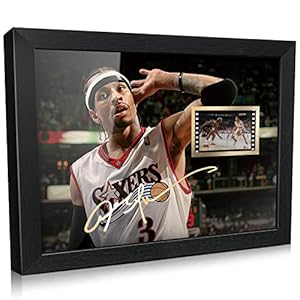 ORIMAMI Signed Basketball Player Allen Ezail Iverson Poster Framed Photo Gift 8×6 Inches with 1x35mm Film Mini Cell Display,Gifts for Allen Ezail Iverson Fans