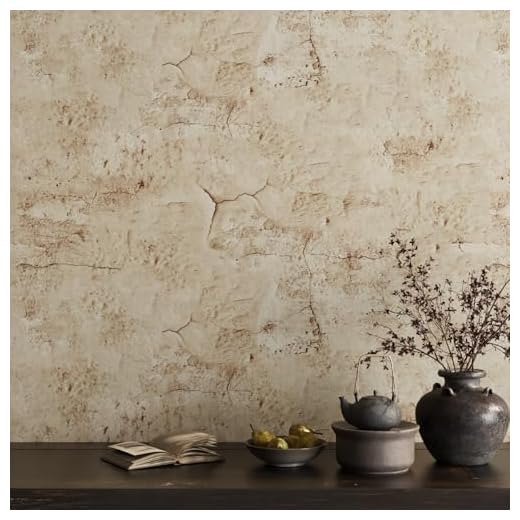VaryPaper 15.7" x 315" Tan Cracked Concrete Wallpaper Peel and Stick Textured Distressed Limewash Wallpaper for Bedroom Bathroom Removable Self Adhesive Cement Concrete Contact Paper for Countertops