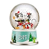 « 2015 » sur base décorée Disney Mickey and Minnie Mouse Holiday Snowglobe 2015