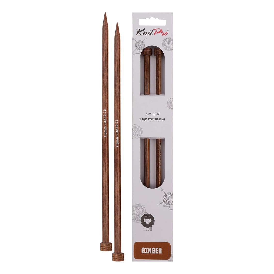 KnitPro Ginger Single Pointed Needles 10" (25cm) | 7.00mm