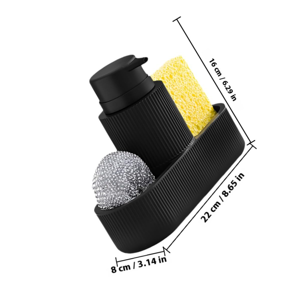 Anneome Dispensador Jabón Cocina con Bomba Precisa y Soporte Esponja Integrado Organizador Fregadero Compacto para Botellas de Loción y Lavado Duradero y Fácil Limpieza Acabado Moderno
